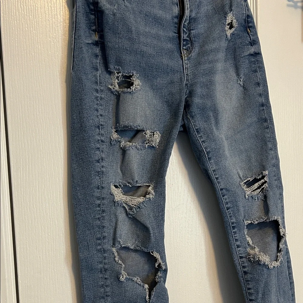 Classic Distressed Skinny Jeans in Blue size 4